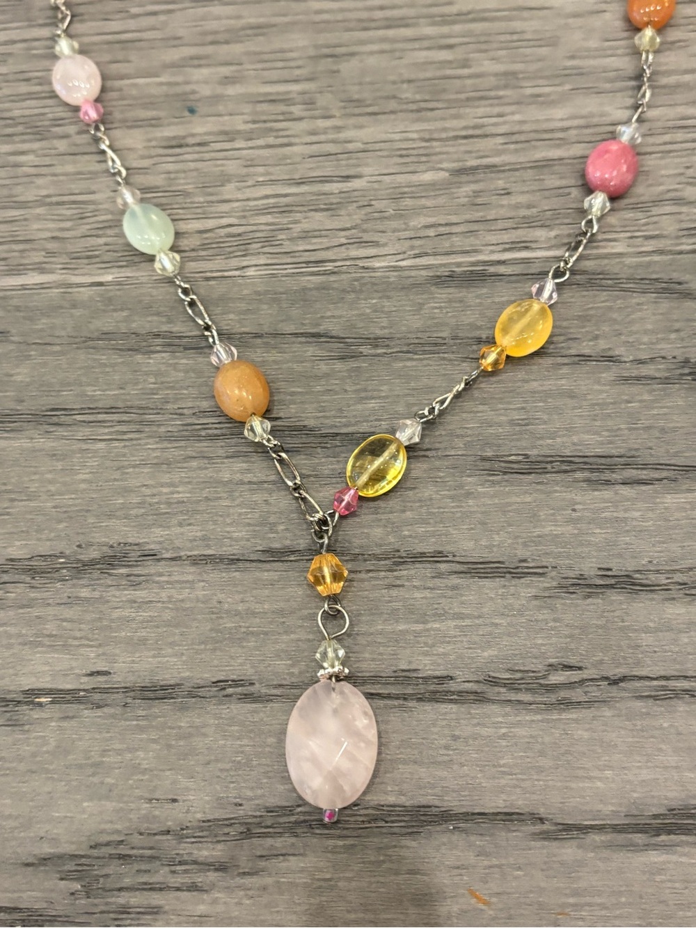 Express Multicolor Beaded Y-Necklace with Rose Pendant - Picture 7 of 7